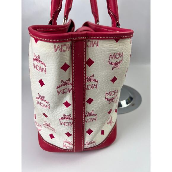 MCM Handbag White/raspberry Leather Tote - Picture 5 of 16